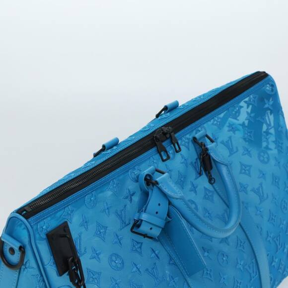 LOUIS VUITTON Mesh Keepall Triangle 50 Boston Bag Turquoise Blue M45048 - Picture 6 of 16